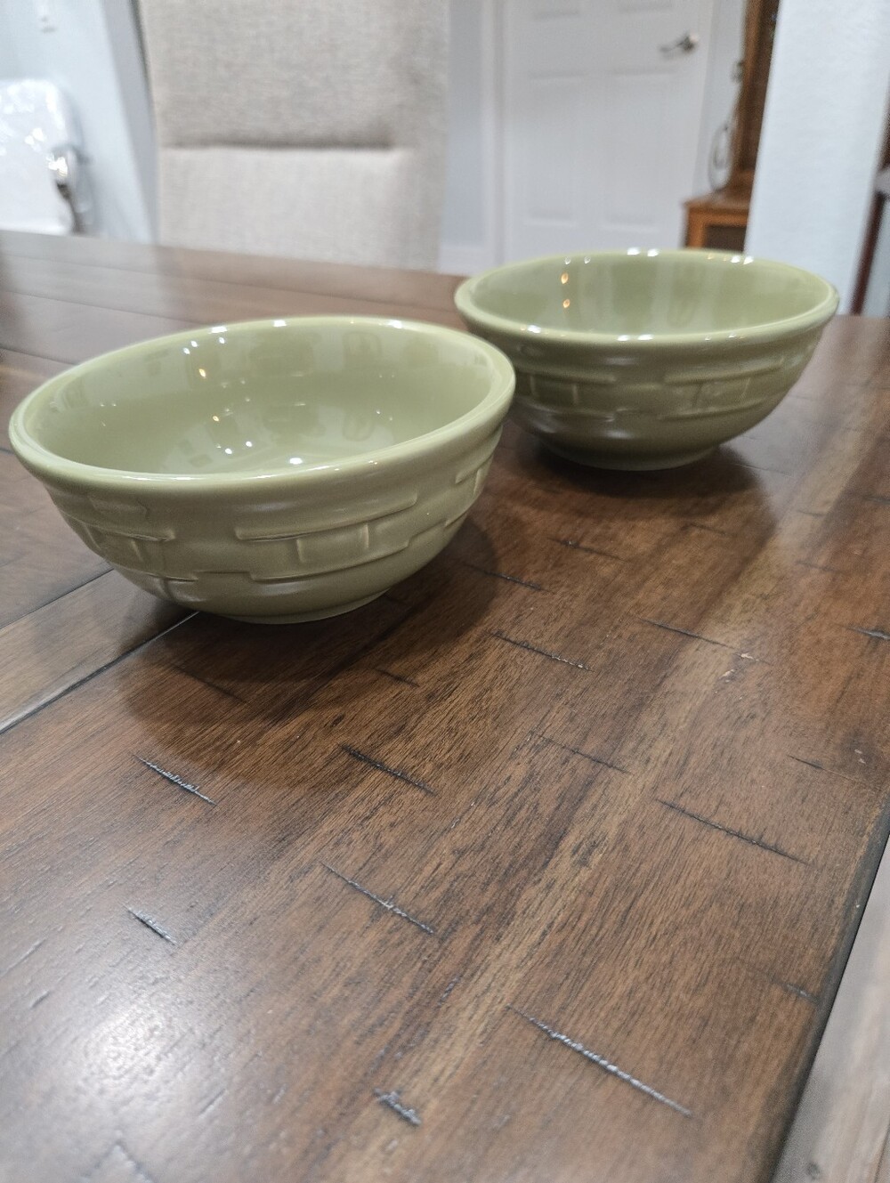 Longaberger 6" Sage Green Bowls.- Set Of 2